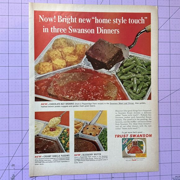Swanson TV Frozen Dinner Meat Loaf Brownie 1965 Vintage Print Ad Life Magazine - Picture 1 of 1